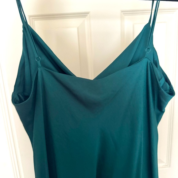 Express Green Cowl Neck Slip Dress Midi Satin - Picture 5 of 6
